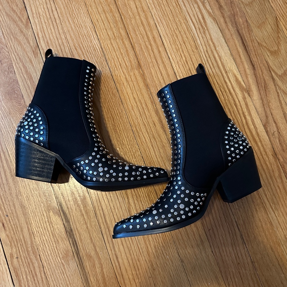 Vici Black Studded Ankle Booties